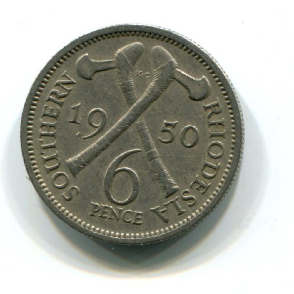 1950 Southern Rhodesia 6p Coin (b683-11)